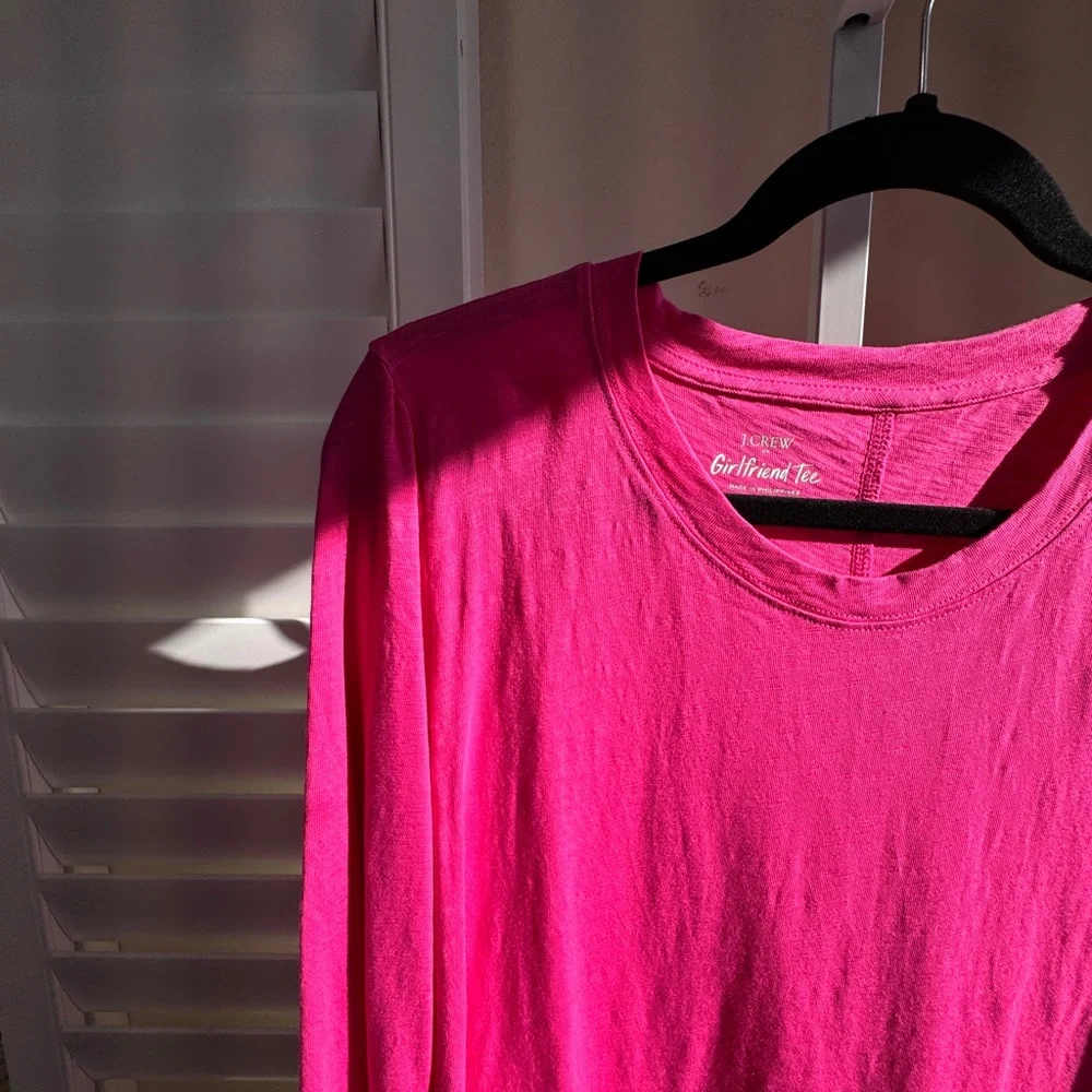 J. Crew Vibrant Pink Long Sleeve Tee. Size M